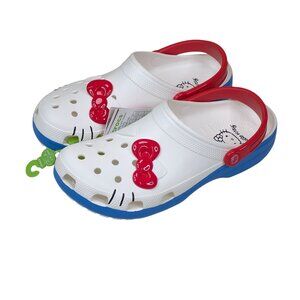 Hello Kitty Crocs iam Classic Clog Mens Size 12 White with Red Blue Accents
